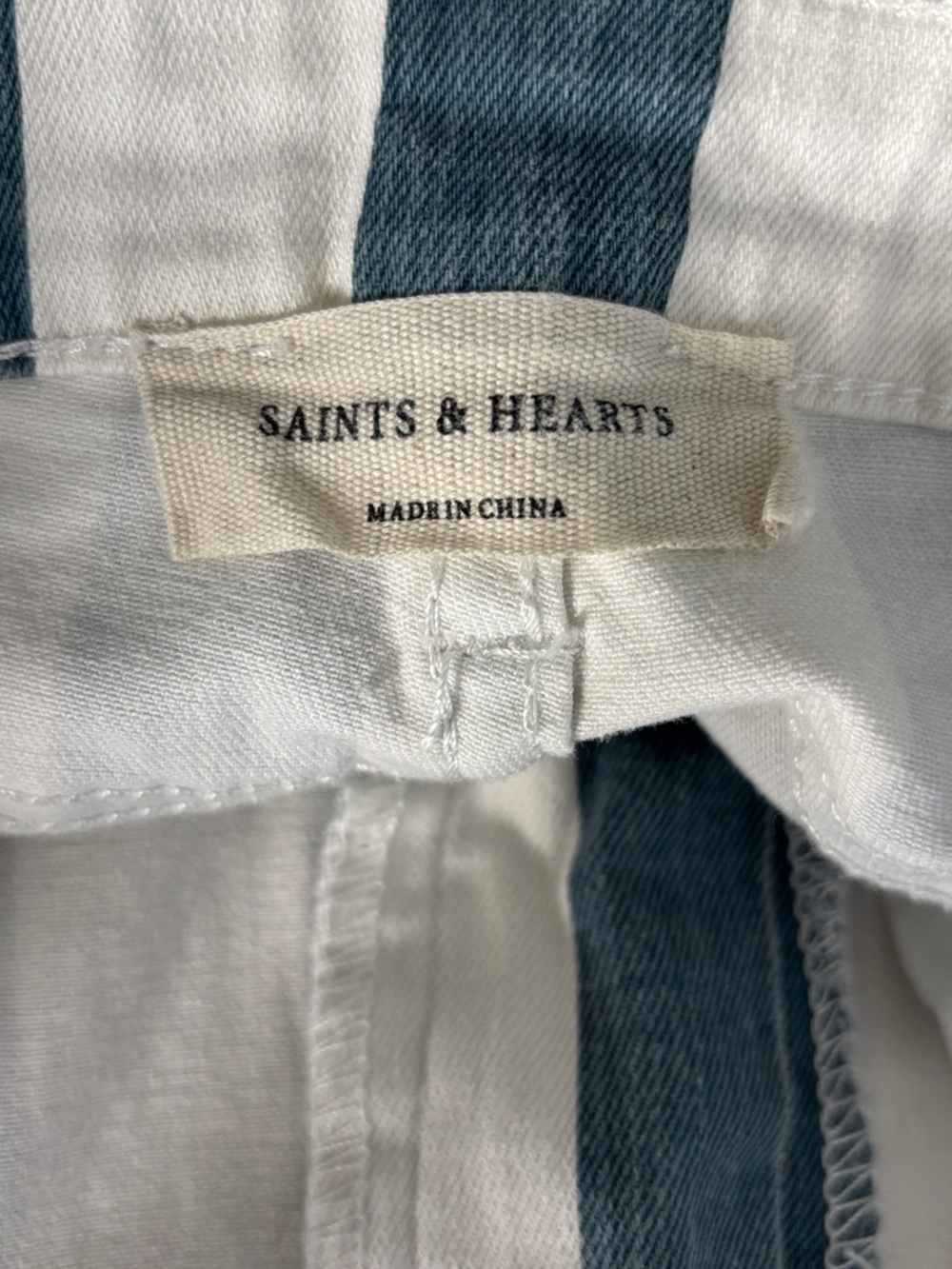 Kids Blue and White Vertical Stripe Flared Jeans Large - Picture 7 of 8